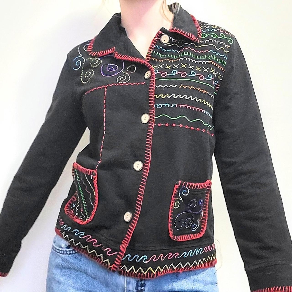 Vintage 90s unique colorful embroidered jacket